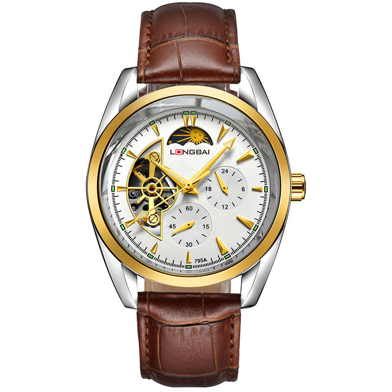 Men's Fully Automatic Mechanical Watch Tourbillon Hot-Selling Fashion Hollow Dial Steel Band Watch