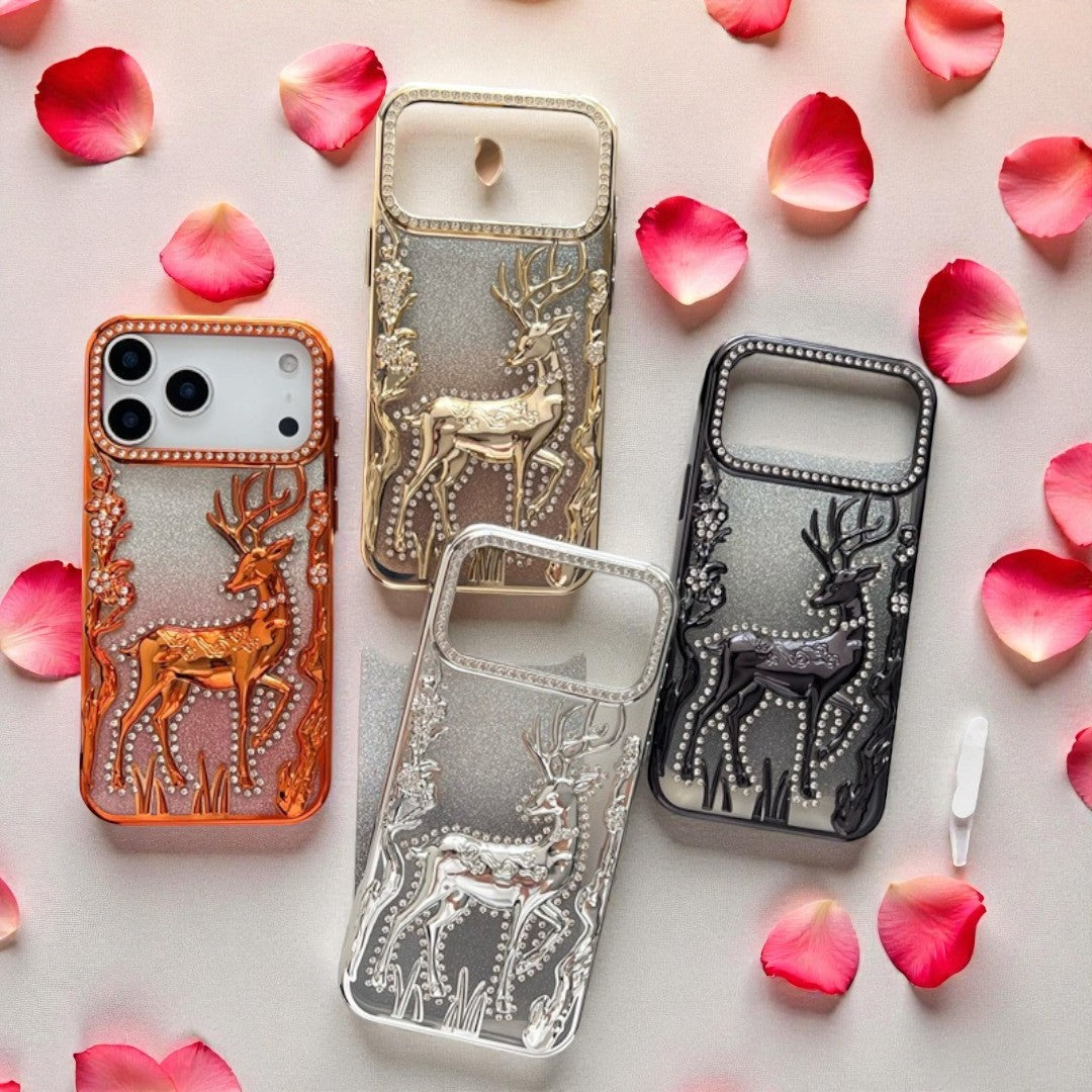 Glitter 3D Christmas Reindeer Suitable iPhone17pro 16promax  15pro