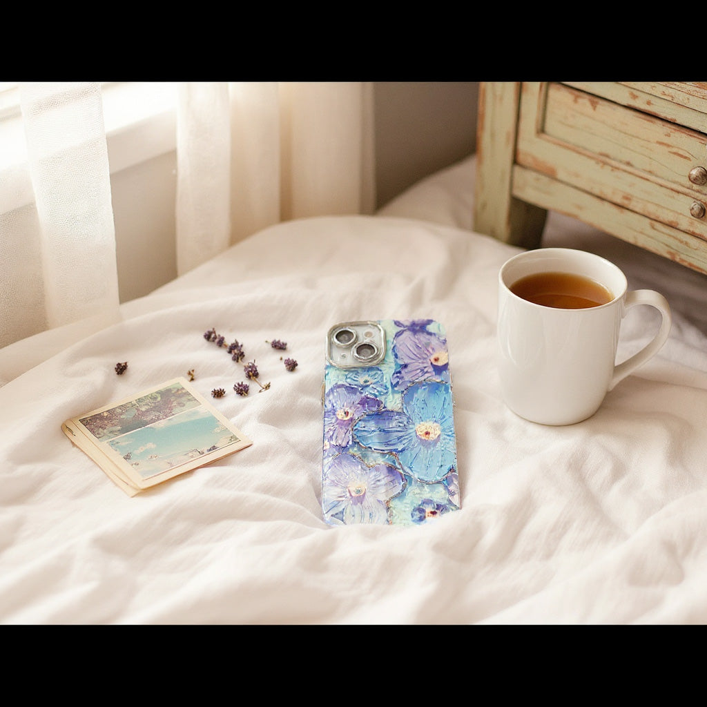 Applicable iphone15/14/13/12Mobile Phone Case Flower Rhinestone Oil Painting Wind Shockproof Heat Dissipation Anti-abrasion Anti-drop Anti-fingerprint Phone Case